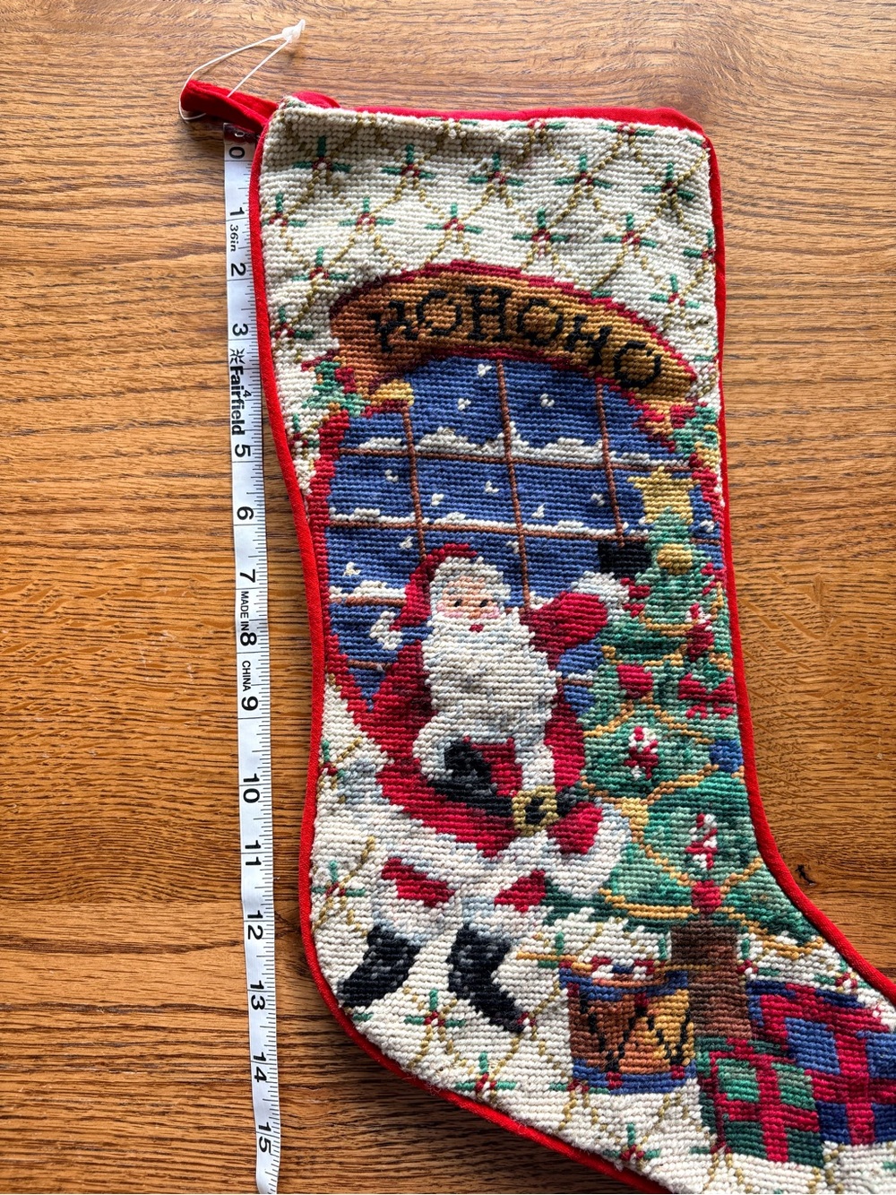 VTG Christmas Santa Needlepoint “Ho Ho Ho” Stocking - Picture 10 of 11